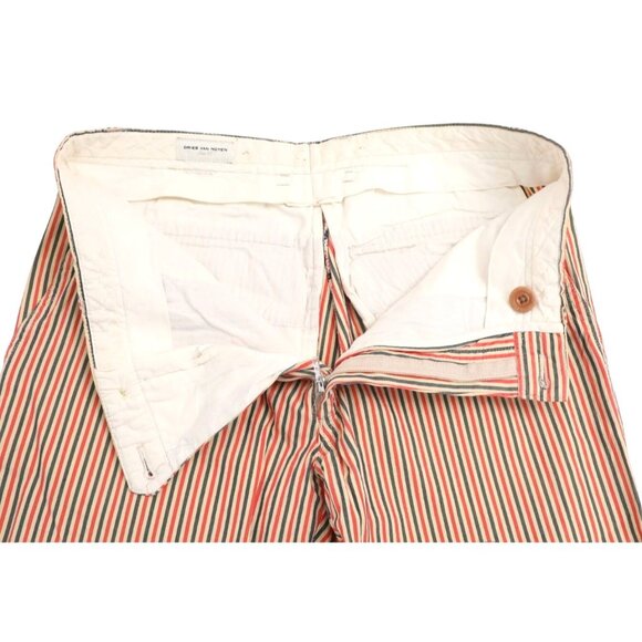 Dries Van Noten Striped Cotton Straight Leg Pants 46 Designer Tailored Trousers - Picture 5 of 7